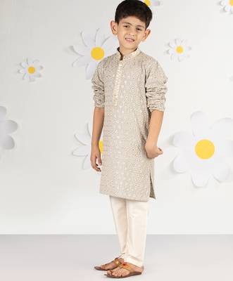  grey kurta pyjama set - sequin embroidered rayon ethnic wear eid festive collection 4