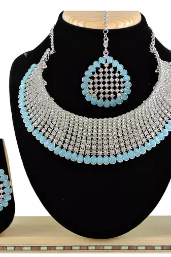 Turquoise designer function wear ad necklace set