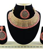 Red designer function wear ad necklace set