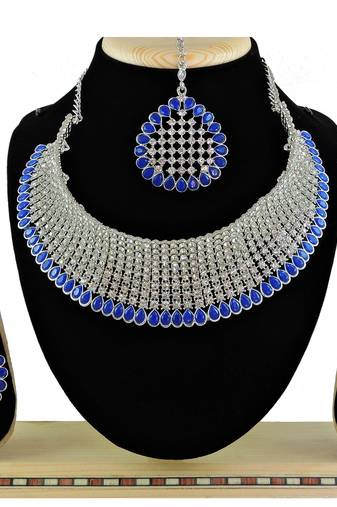 Blue designer function wear ad necklace set