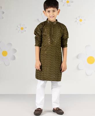  mehendi green kurta pyjama set - sequin work rayon summer ethnic wear festive collection 2