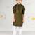 Boy's mehendi green kurta pyjama set - sequin work rayon summer ethnic wear festive collection