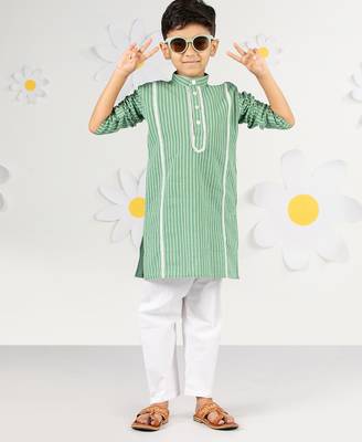  green kurta pyjama set - kantha work cotton summer ethnic wear traditional collection 1