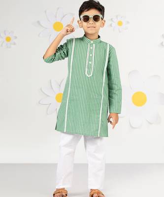  green kurta pyjama set - kantha work cotton summer ethnic wear traditional collection 2