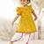 Girl's traditional janmashtami outfit - mustard cotton kurta dhoti set with thread embroidery floral print (size 22-30)
