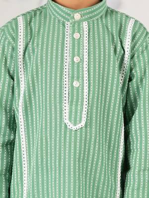  green kurta pyjama set - kantha work cotton summer ethnic wear traditional collection 3
