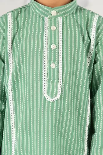  green kurta pyjama set - kantha work cotton summer ethnic wear traditional collection