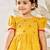 Girl's traditional janmashtami outfit - mustard cotton kurta dhoti set with thread embroidery floral print (size 22-30)