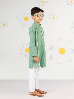 green kurta pyjama set - kantha work cotton summer ethnic wear traditional collection 4