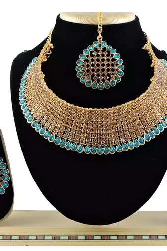 Turquoise designer function wear ad necklace set