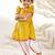 Girl's traditional janmashtami outfit - mustard cotton kurta dhoti set with thread embroidery floral print (size 22-30)