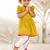 Girl's traditional janmashtami outfit - mustard cotton kurta dhoti set with thread embroidery floral print (size 22-30)