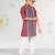 Boy's red kurta pyjama set - kantha work floral print cotton summer ethnic wear collection