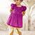 Girl's traditional janmashtami outfit - purple cotton kurta dhoti set with thread embroidery floral print (size 22-30)
