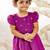 Girl's traditional janmashtami outfit - purple cotton kurta dhoti set with thread embroidery floral print (size 22-30)