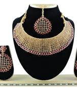 Maroon designer function wear ad necklace set