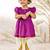 Girl's traditional janmashtami outfit - purple cotton kurta dhoti set with thread embroidery floral print (size 22-30)