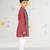 Boy's red kurta pyjama set - kantha work floral print cotton summer ethnic wear collection