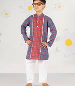  blue kurta pyjama set - kantha work floral print cotton summer ethnic wear collection
