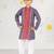 Boy's blue kurta pyjama set - kantha work floral print cotton summer ethnic wear collection