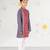 Boy's blue kurta pyjama set - kantha work floral print cotton summer ethnic wear collection
