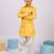 Boy's yellow linen slub kurta patiala set floral print - summer traditional wear (size 22-30)