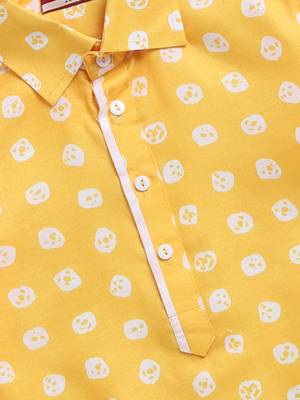  yellow linen slub kurta patiala set floral print - summer traditional wear (size 22-30) 4