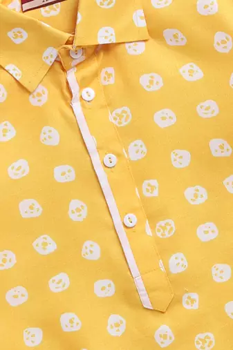  yellow linen slub kurta patiala set floral print - summer traditional wear (size 22-30)