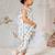 Girl's cotton clothing set - white digital print summer top & pant set ages 12-20