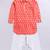 Boy's orange linen slub kurta patiala set floral print - summer traditional wear (size 22-30)