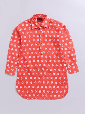  orange linen slub kurta patiala set floral print - summer traditional wear (size 22-30) 3