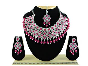 Red designer function wear ad necklace set 1