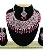 Red designer function wear ad necklace set
