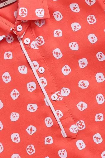  orange linen slub kurta patiala set floral print - summer traditional wear (size 22-30)