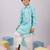 Boy's aqua linen slub kurta patiala set floral print - summer traditional wear (size 22-30)