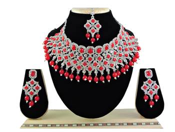 Red designer function wear ad necklace set 1