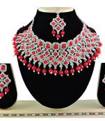 Red designer function wear ad necklace set