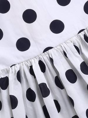Girl's white polka dot cotton dress - classic summer dress with puffed sleeves (ages 2-8) 3