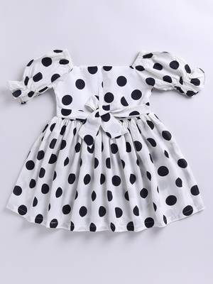 Girl's white polka dot cotton dress - classic summer dress with puffed sleeves (ages 2-8) 4