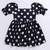Girl's black polka dot cotton dress - vintage style summer dress with puffed sleeves (ages 2-8)