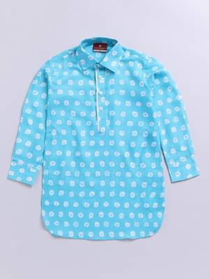 aqua linen slub kurta patiala set floral print - summer traditional wear (size 22-30) 3