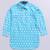 Boy's aqua linen slub kurta patiala set floral print - summer traditional wear (size 22-30)