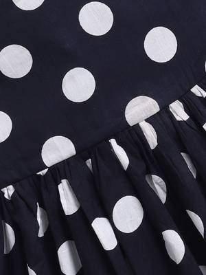 Girl's black polka dot cotton dress - vintage style summer dress with puffed sleeves (ages 2-8) 3