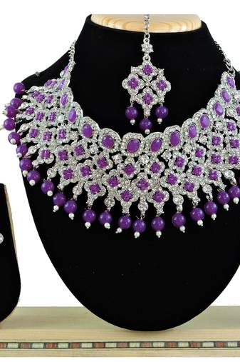 Purple designer function wear ad necklace set
