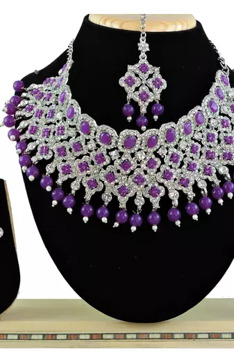 Purple designer function wear ad necklace set