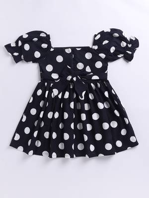 Girl's black polka dot cotton dress - vintage style summer dress with puffed sleeves (ages 2-8) 4