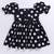 Girl's black polka dot cotton dress - vintage style summer dress with puffed sleeves (ages 2-8)