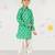Boy's green cotton kurta patiala set - summer kantha work with digital print (ages 2-8)