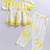 Girl's summer cotton cambric clothing set - yellow tie-dye abstract print top with straight pants (size 22-30)