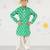 Boy's green cotton kurta patiala set - summer kantha work with digital print (ages 2-8)